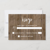 Rustic Barn Wood White Lace Calligraphy Wedding RSVP Kaartje (Achterkant)