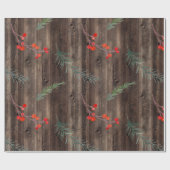 Rustic Barn Wood | Wintergroen en bessen Cadeaupapier (Vlak)