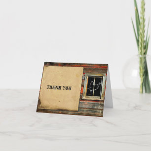 Rustic Barn Wood with Graffiti Heart Thank You Bedankkaart