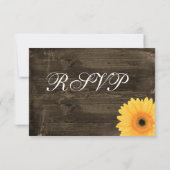 Rustic Barn Wood Yellow Daisy Wedding RSVP-kaarten RSVP Kaartje (Achterkant)