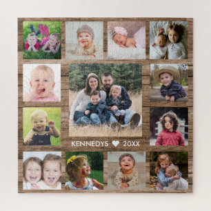 Rustic Barnwood 13 Family Photo Collage Legpuzzel
