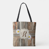Rustic Barnwood and Daisies (CUSTOM INITIAAL) Bag Tote Bag (Achterkant)