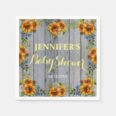 Rustic Barnwood Boho Sunflower Baby shower Napkins Servet (Voorkant)