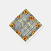 Rustic Barnwood Boho Sunflower Baby shower Napkins Servet (Hoek)
