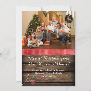 Rustic Barnwood Candle Holly Berries Foto's Feestdagenkaart