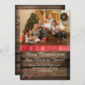 Rustic Barnwood Candle Holly Berries Foto's Feestdagenkaart (Voorkant / Achterkant)