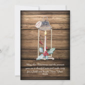 Rustic Barnwood Candle Holly Berries Foto's Feestdagenkaart (Achterkant)