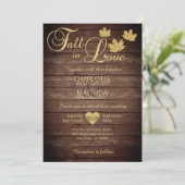 Rustic Barnwood Country Gold HERFST in LOVE Weddin Kaart (Staand voorkant)