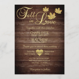 Rustic Barnwood Country Gold HERFST in LOVE Weddin Kaart