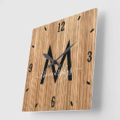 Rustic Barnwood Farmhouse Monogram Vierkante Klok (Hoek)