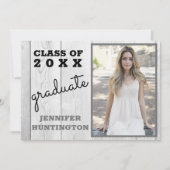 Rustic Barnwood Foto 2025 Afstudeerfeest Kaart (Voorkant)