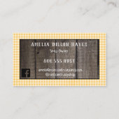 Rustic Barnwood & Gingham Sunflower Country Visitekaartje (Achterkant)
