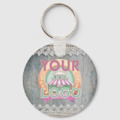 Rustic Barnwood Lace Branding Business Logo QR Sleutelhanger (Voorkant)