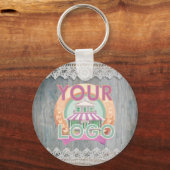 Rustic Barnwood Lace Branding Business Logo QR Sleutelhanger (Voorkant)