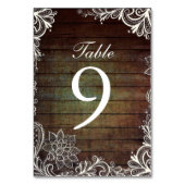Rustic Barnwood Lace Country Trouwtafel Nummer Kaart (Voorkant)