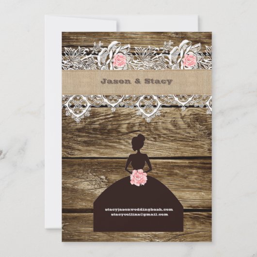 Rustic Barnwood & Lace Save The Date  Kaart (Achterkant)