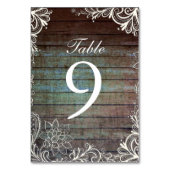 Rustic Barnwood Lace Trouwtafel Nummer Kaart (Voorkant)
