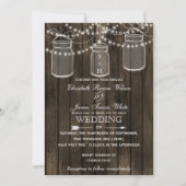 Rustic Barnwood, mason jar bruiloft Kaart (Voorkant)