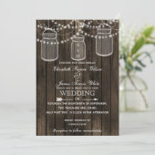 Rustic Barnwood, mason jar bruiloft Kaart (Staand voorkant)