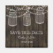 Rustic Barnwood mason jar save the Date Magneet (Voorkant)