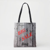 Rustic Barnwood Personalized Bargain Hunter Sale Tote Bag (Voorkant)