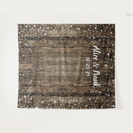 Rustic BarnWood Snowflakes Winter Wedding Backdrop Wandkleed (Voorkant (horizontaal))