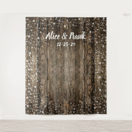 Rustic BarnWood Snowflakes Winter Wedding Backdrop Wandkleed