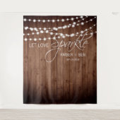 Rustic Barnwood String Lights Custom Wedding Wandkleed (Voorkant)