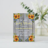 Rustic Barnwood Sunflower Baby Sprinkle Invitation Briefkaart (Staand voorkant)