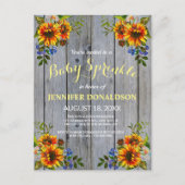 Rustic Barnwood Sunflower Baby Sprinkle Invitation Briefkaart (Voorkant)