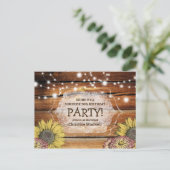Rustic Barnwood Surprise Sunflower 50th Birthday Uitnodiging Briefkaart (Staand voorkant)