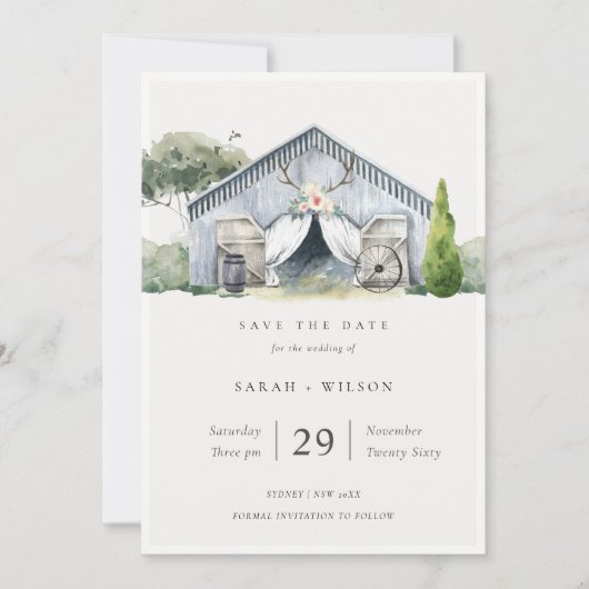 Rustic Barnyard Boerderij Theme Save the Date Invi Bedankkaart (Voorkant)