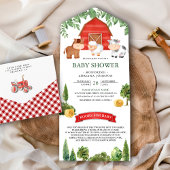 Rustic Barnyard Cute Farm Animals Baby shower All In One Uitnodiging