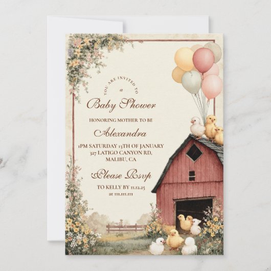 Rustic Barnyard Ducklings Baby shower Kaart (Voorkant)