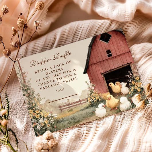 Rustic Barnyard Ducklings Diapper Raffle Informatiekaartje