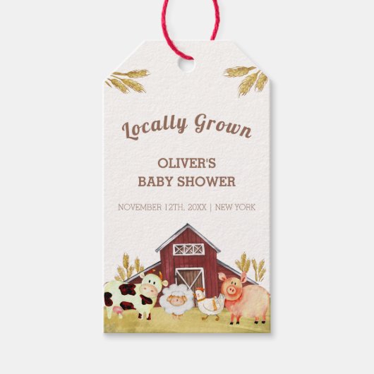Rustic Barnyard Farm Animals Baby shower Cadeaulabel (Voorkant)