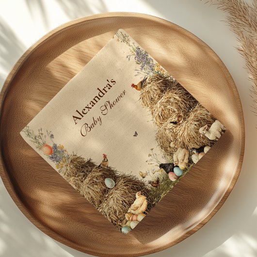Rustic Barnyard Farm Animals Baby shower Servet