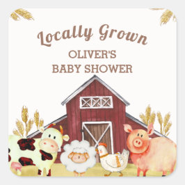 Rustic Barnyard Farm Animals Baby shower Vierkante Sticker