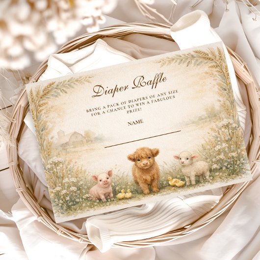 Rustic Barnyard Meadow Diapper Raffle Informatiekaartje