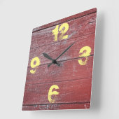 Rustic Barnyard Red Painted Wood. Vierkante Klok (Hoek)