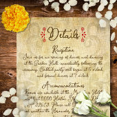 Rustic Baroque Floral Mexican Wedding Informatiekaartje