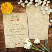 Rustic Baroque Floral Mexican Wedding RSVP Kaartje