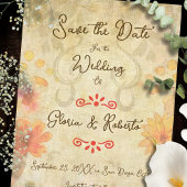 Rustic Baroque Floral Sacred Heart Mexican Wedding Save The Date