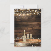 Rustic Barrel Champagne Lights Wedding RSVP Antwoo Kaart (Achterkant)