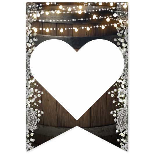 Rustic Barrel Lights Lace Baby's Breath Mr. & Mrs. Vlaggetjes (Tweede vlag)