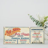 Rustic Baseball Ticket Baby shower Kaart (Staand voorkant)