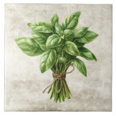 Rustic Basil Herb Faux Ceramic Tile Tegeltje (Voorkant)
