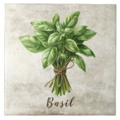 Rustic Basil Herb Spice Faux Ceramic Tile Tegeltje (Voorkant)