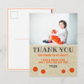 Rustic Basketball Birthday Foto Dank u Briefkaart (Voorkant / Achterkant)