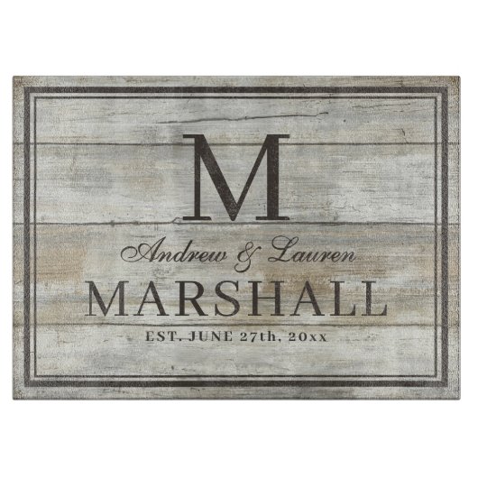 Rustic BBQ Couples Names Driftwood Wedding Snijplank (Voorkant)